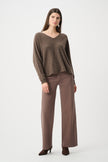 CASHMERE BOXY SWEATER WITH RHINESTONE DETAIL IN DARK TAUPE