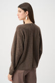 CASHMERE BOXY SWEATER WITH RHINESTONE DETAIL IN DARK TAUPE