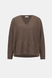 CASHMERE BOXY SWEATER WITH RHINESTONE DETAIL IN DARK TAUPE
