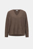 CASHMERE BOXY SWEATER WITH RHINESTONE DETAIL IN DARK TAUPE
