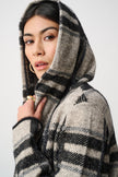 BRUSHED JACQUARD PLAID HOODED JACKET