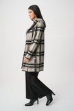 BRUSHED JACQUARD PLAID HOODED JACKET