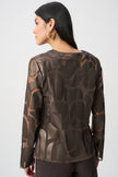 LEATHERETTE AND MESH EMBROIDERED JACKET