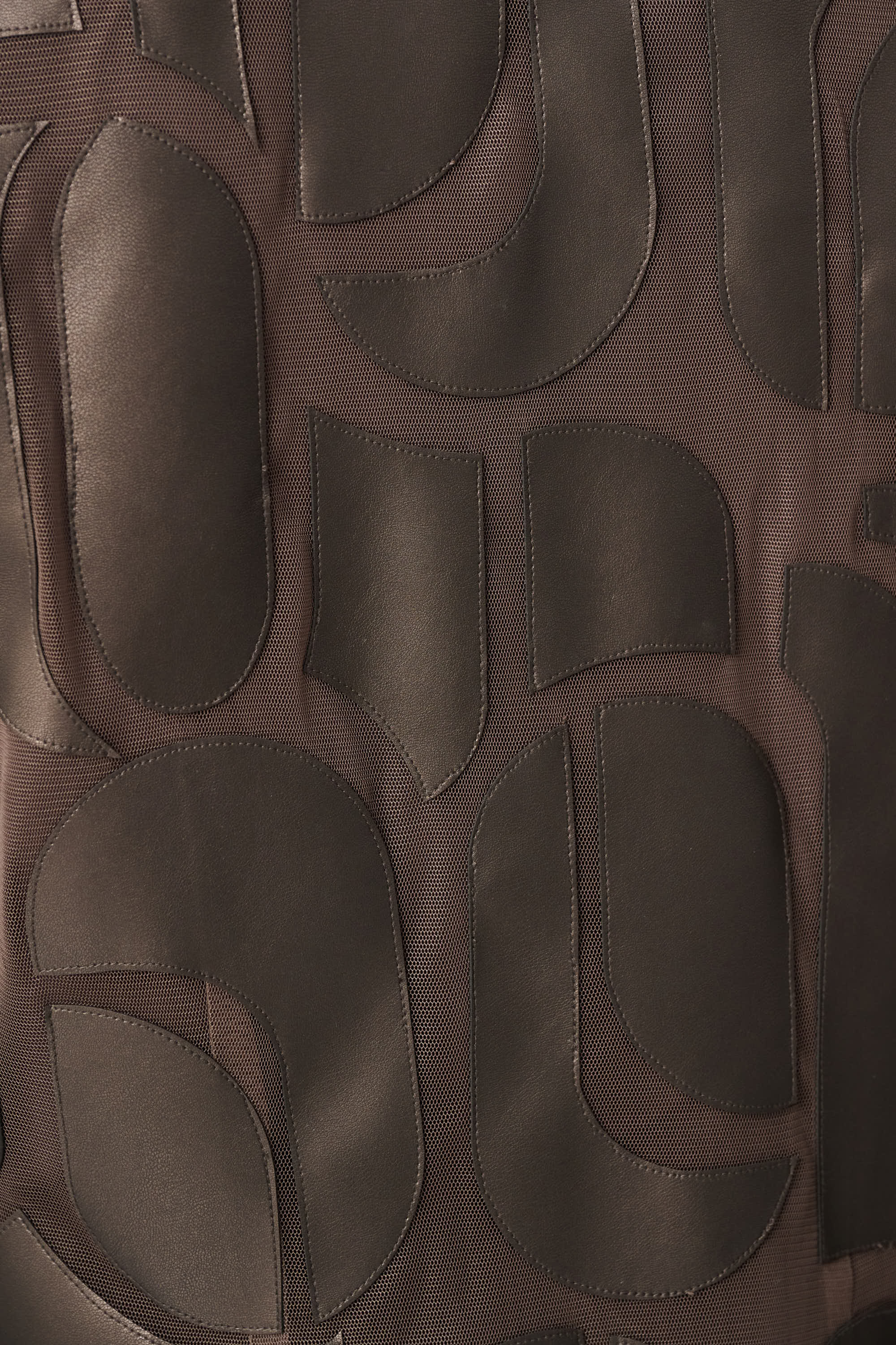 LEATHERETTE AND MESH EMBROIDERED JACKET