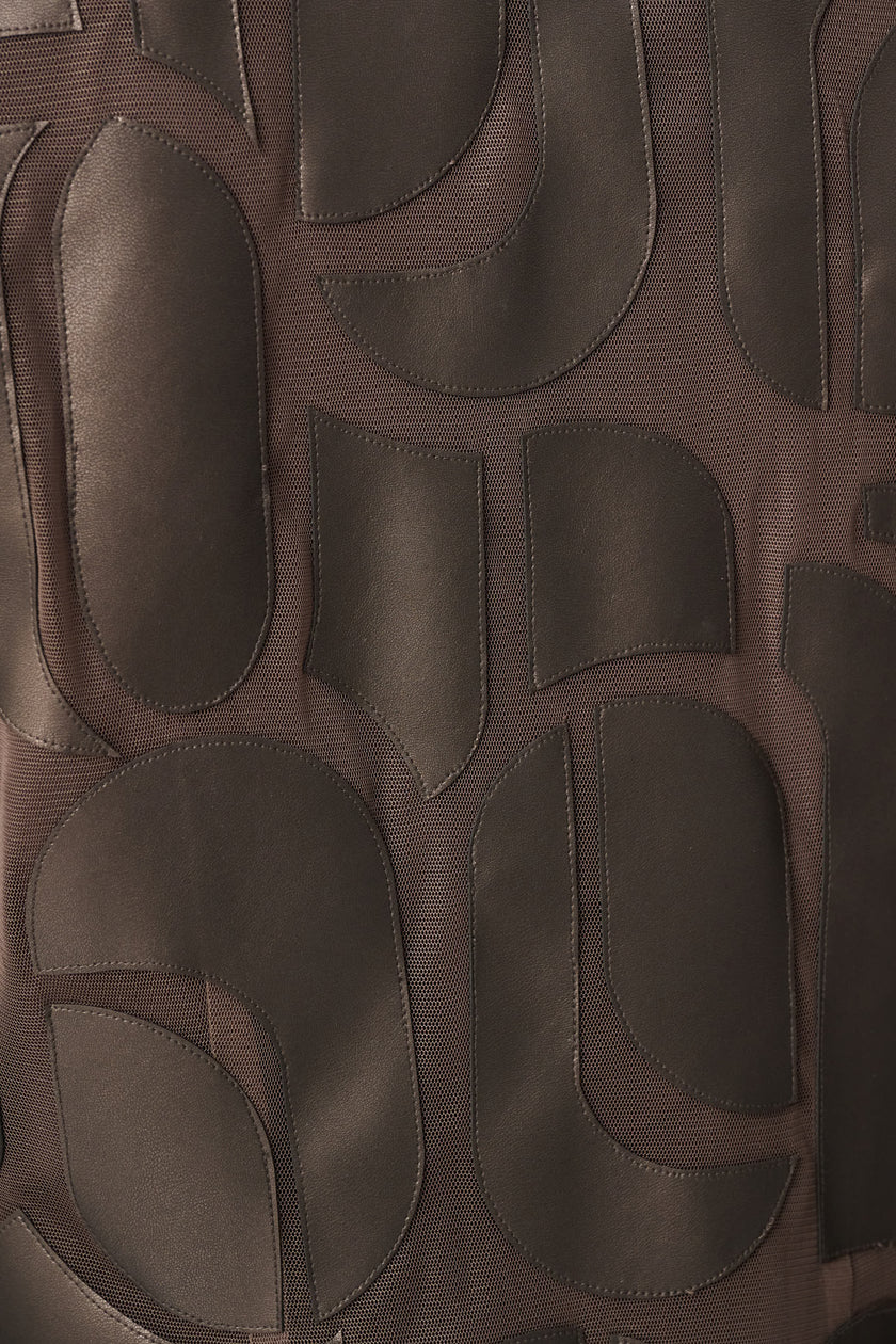 LEATHERETTE AND MESH EMBROIDERED JACKET
