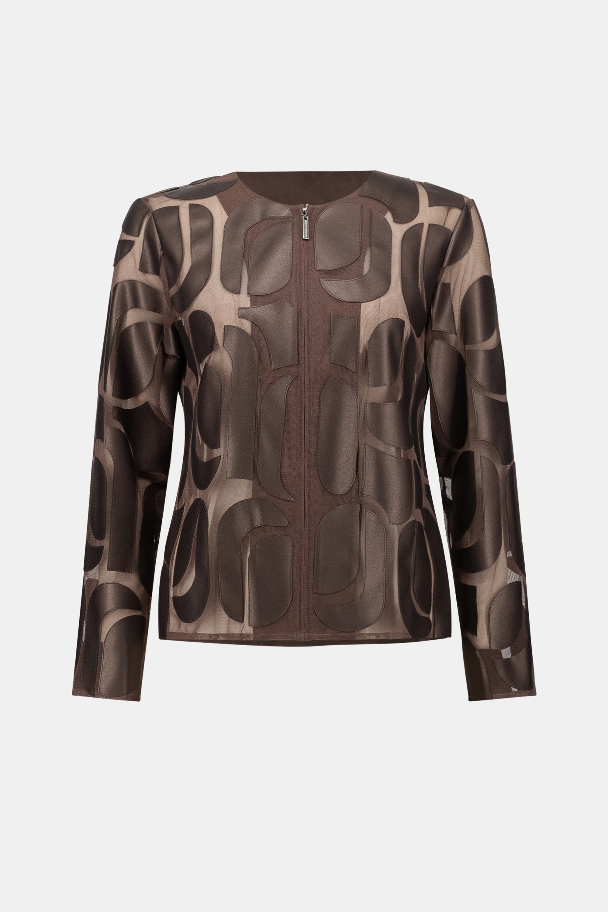 LEATHERETTE AND MESH EMBROIDERED JACKET