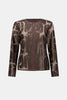 LEATHERETTE AND MESH EMBROIDERED JACKET