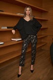STRETCH DENIM ABSTRACT PRINT STRAIGHT LEG CLASSIC JEANS