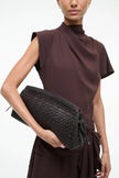 MAUDE SOFT CLUTCH ESPRESSO WOVEN LEATHER