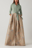 TAFFETA SHIRT WAIST JACQUARD SKIRT GOWN