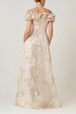 METALLIC JACQUARD OFF THE SHOULDER GOWN
