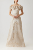 METALLIC JACQUARD OFF THE SHOULDER GOWN