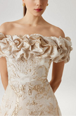 METALLIC JACQUARD OFF THE SHOULDER GOWN