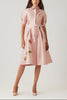 SHIMMER JACQUARD EMBROIDERED FLOWER SHIRT DRESS