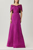 JACQUARD OFF THE SHOULDER GOWN WITH BACK BOW
