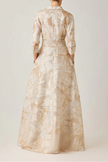 METALLIC BURNOUT JACQUARD SHIRT WAIST GOWN