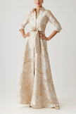 METALLIC BURNOUT JACQUARD SHIRT WAIST GOWN