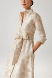 METALLIC BURNOUT JACQUARD SHIRT WAIST GOWN