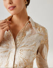 METALLIC BURNOUT JACQUARD SHIRT WAIST GOWN