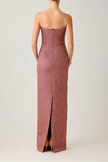 METALLIC JACQUARD STRAPLESS COLUMN GOWN WITH BOLERO