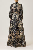 METALLIC FOIL ORGANZA SHIRT WAIST GOWN