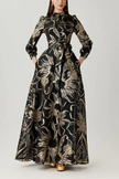 METALLIC FOIL ORGANZA SHIRT WAIST GOWN