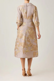 JACQUARD METALLIC PRINTED SHIRT DRESS