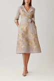 JACQUARD METALLIC PRINTED SHIRT DRESS