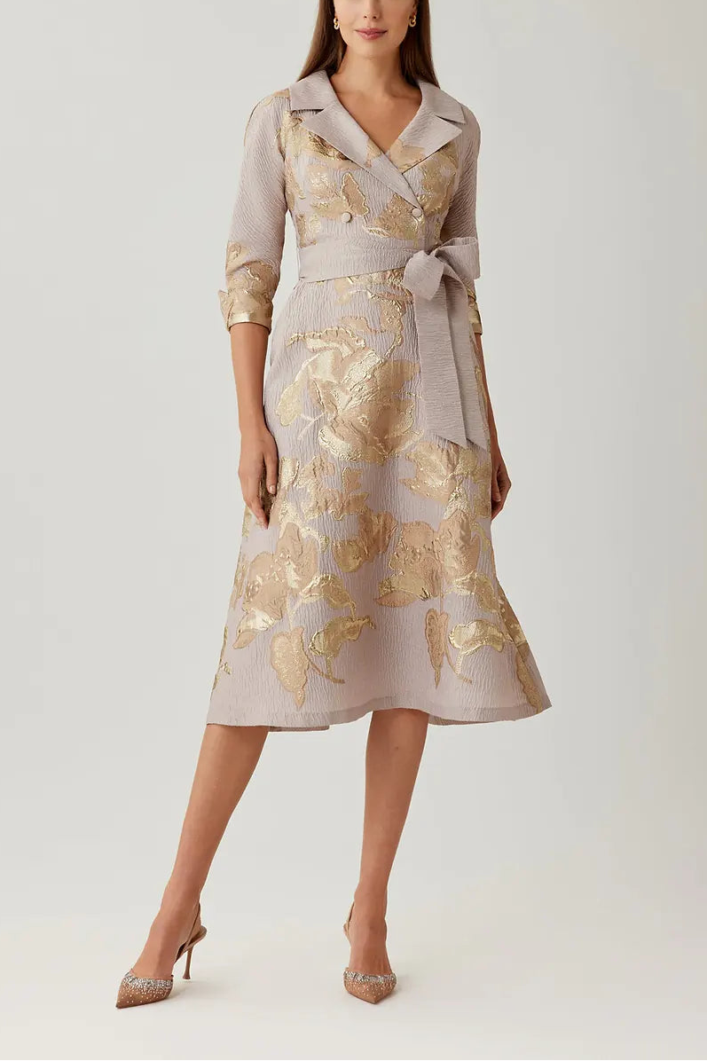 JACQUARD METALLIC PRINTED SHIRT DRESS