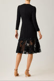 CREPE LACE TRIM TEA LENGTH DRESS
