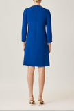 JEWELED NECKLINE CREPE A LINE DRESS