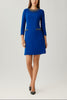 JEWELED NECKLINE CREPE A LINE DRESS