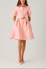 PIQUE FAILLE PUFF SLEEVE SHIRT DRESS