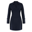 CELENA KNIT MINI DRESS IN NAVY