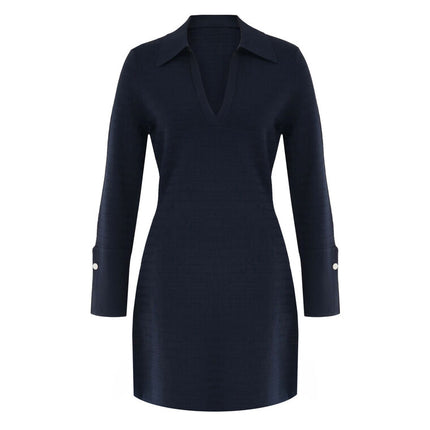 CELENA KNIT MINI DRESS IN NAVY