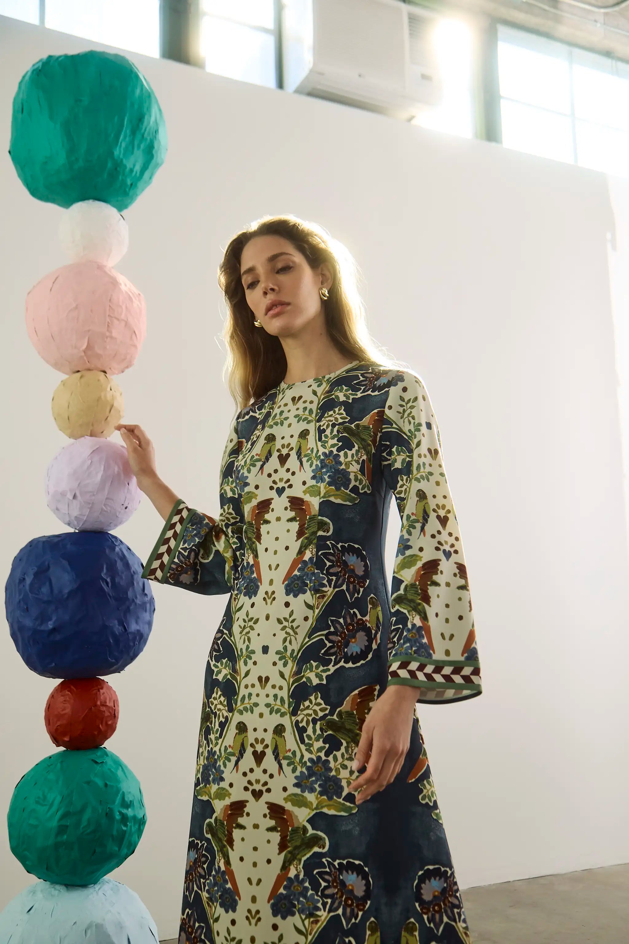 TOWNES DRESS IN BIRDS OF A FEATHER NAVY