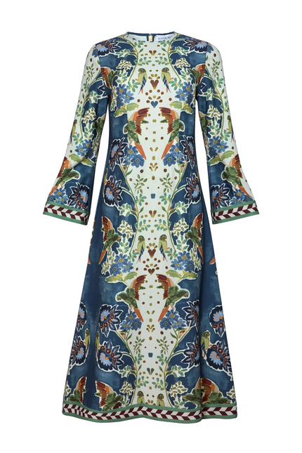 TOWNES DRESS IN BIRDS OF A FEATHER NAVY