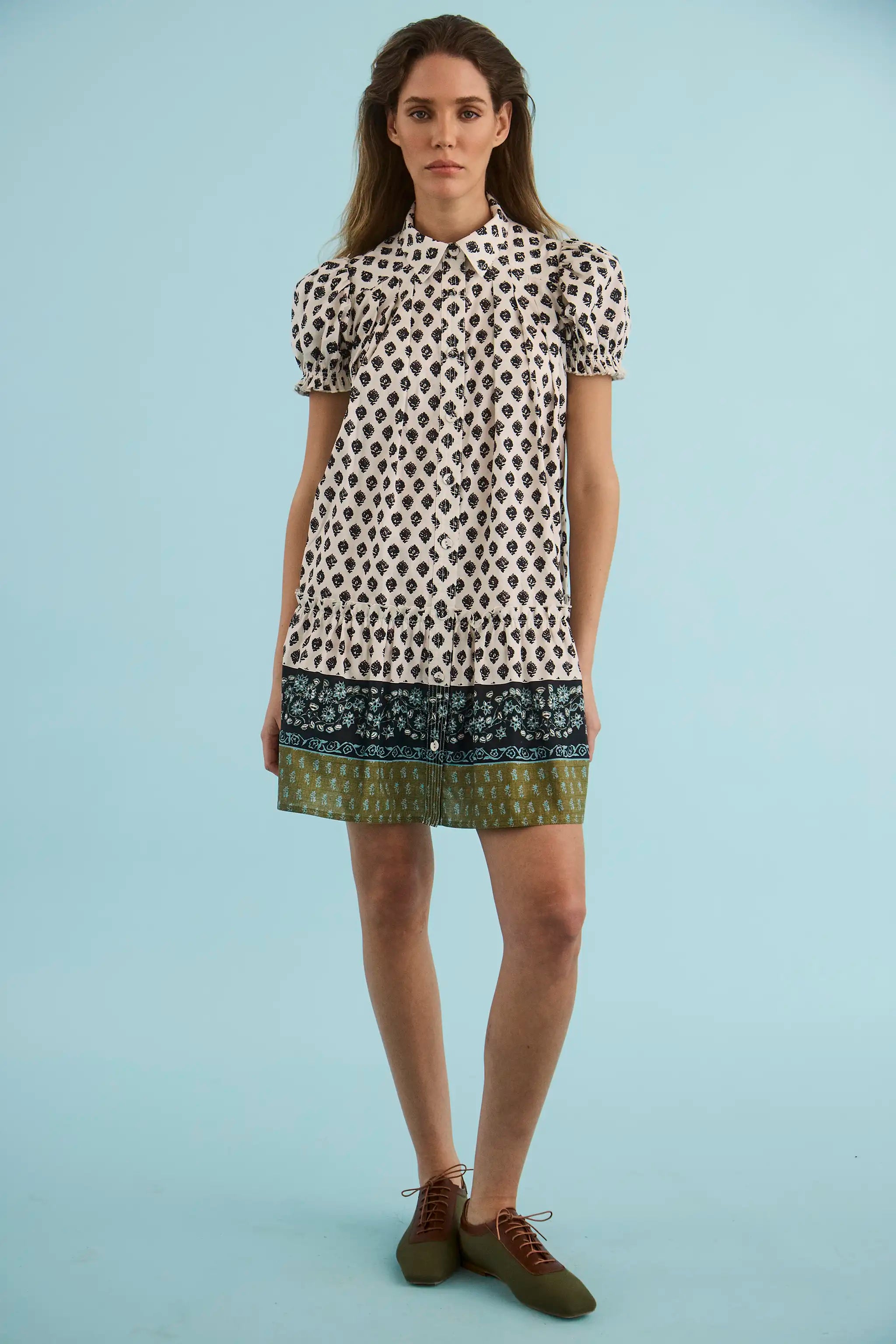 DRIFTER MINI DRESS IN THISTLE AND CREAM