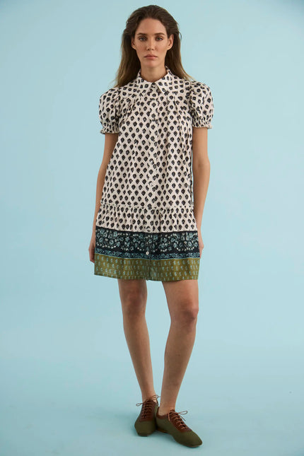 DRIFTER MINI DRESS IN THISTLE AND CREAM
