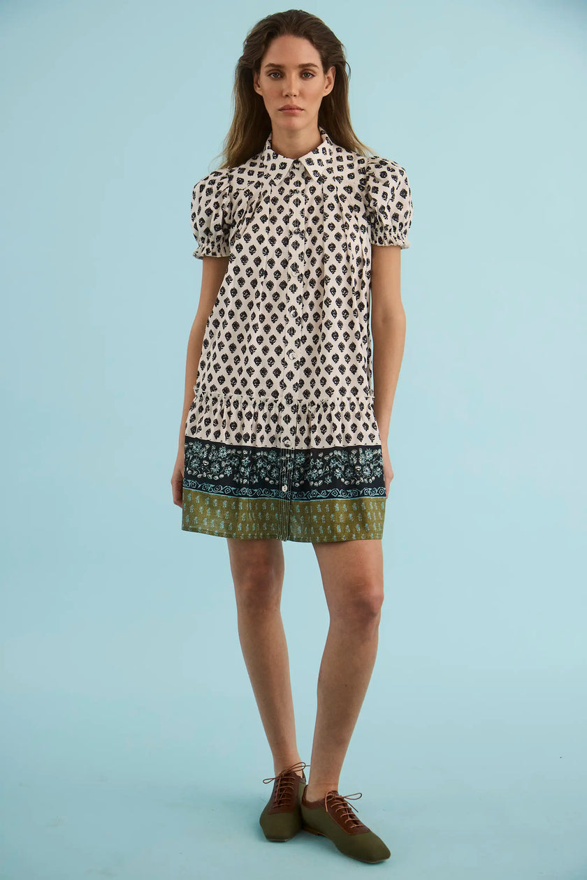 DRIFTER MINI DRESS IN THISTLE AND CREAM
