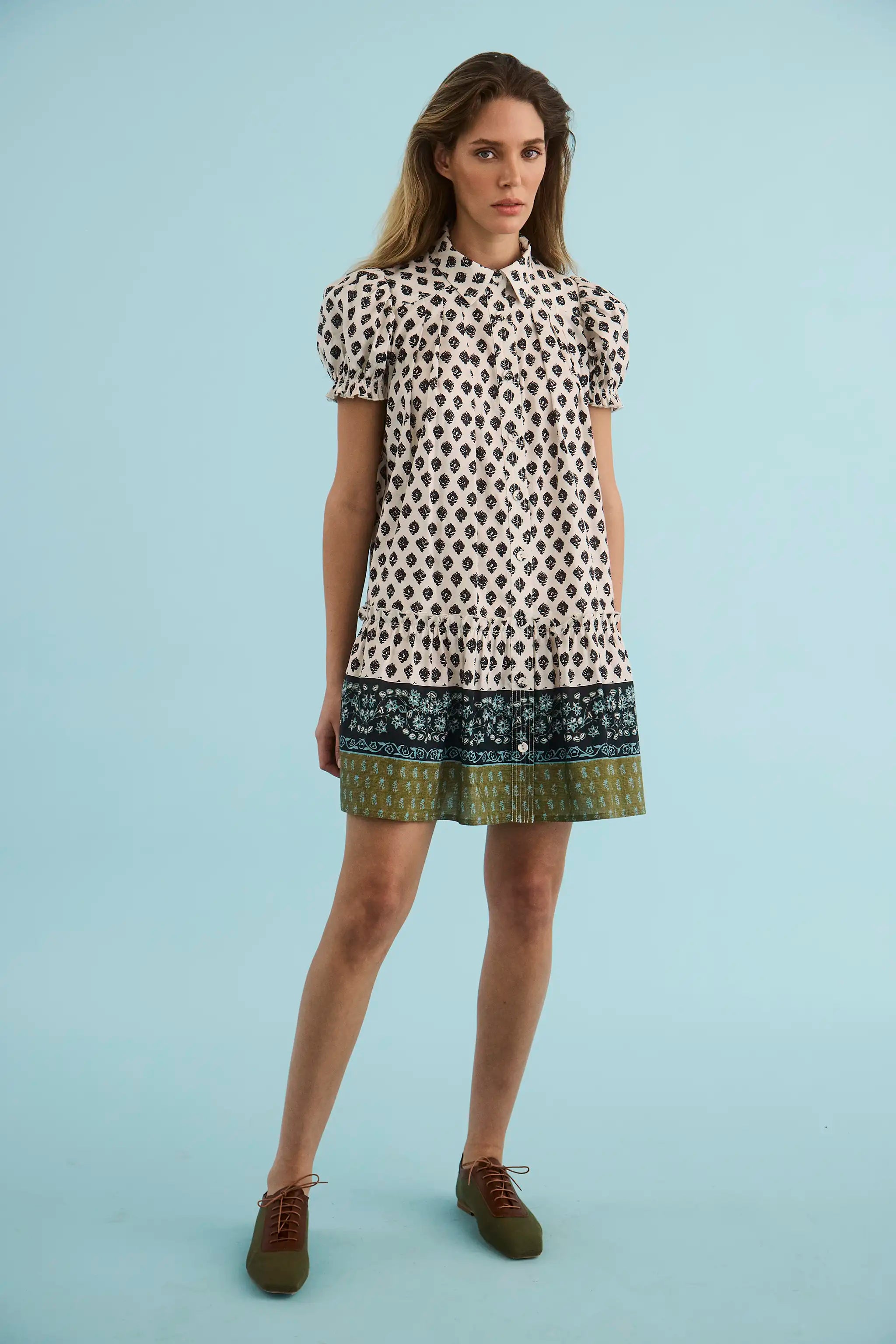 DRIFTER MINI DRESS IN THISTLE AND CREAM