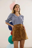 DOTTIE SKIRT IN SADDLE