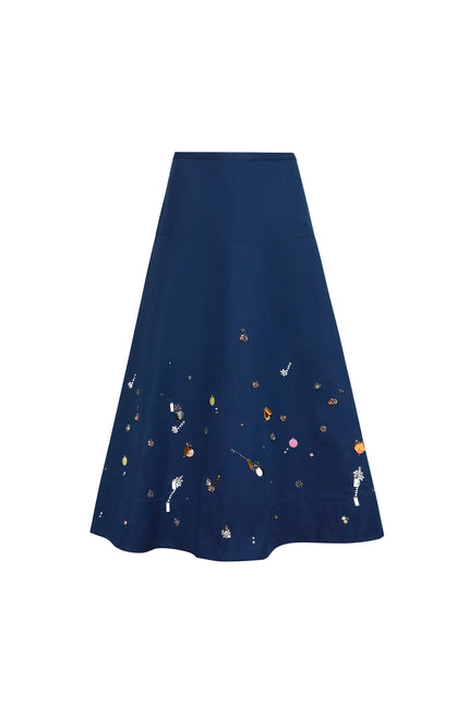 IDA SKIRT IN ATELIER SPLATTER NAVY