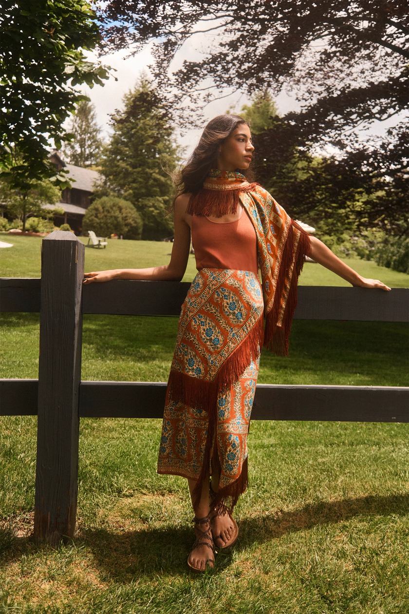 ALLYNE SKIRT IN AMBER GLEN BROWN