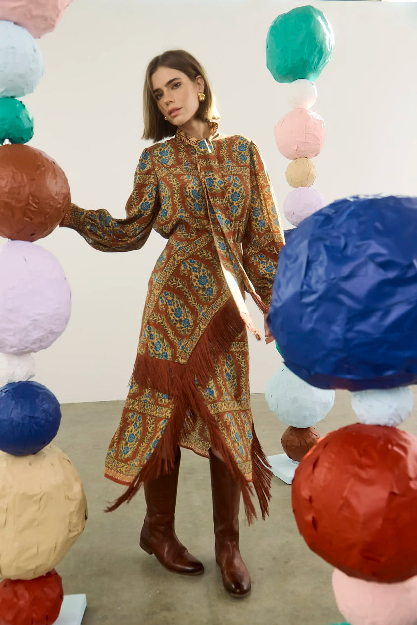 ALLYNE SKIRT IN AMBER GLEN BROWN