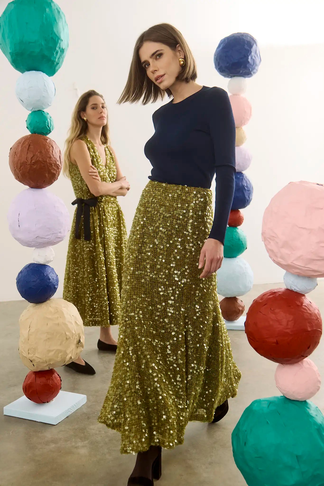 LINDSEY SKIRT IN MOSS SEQUIN