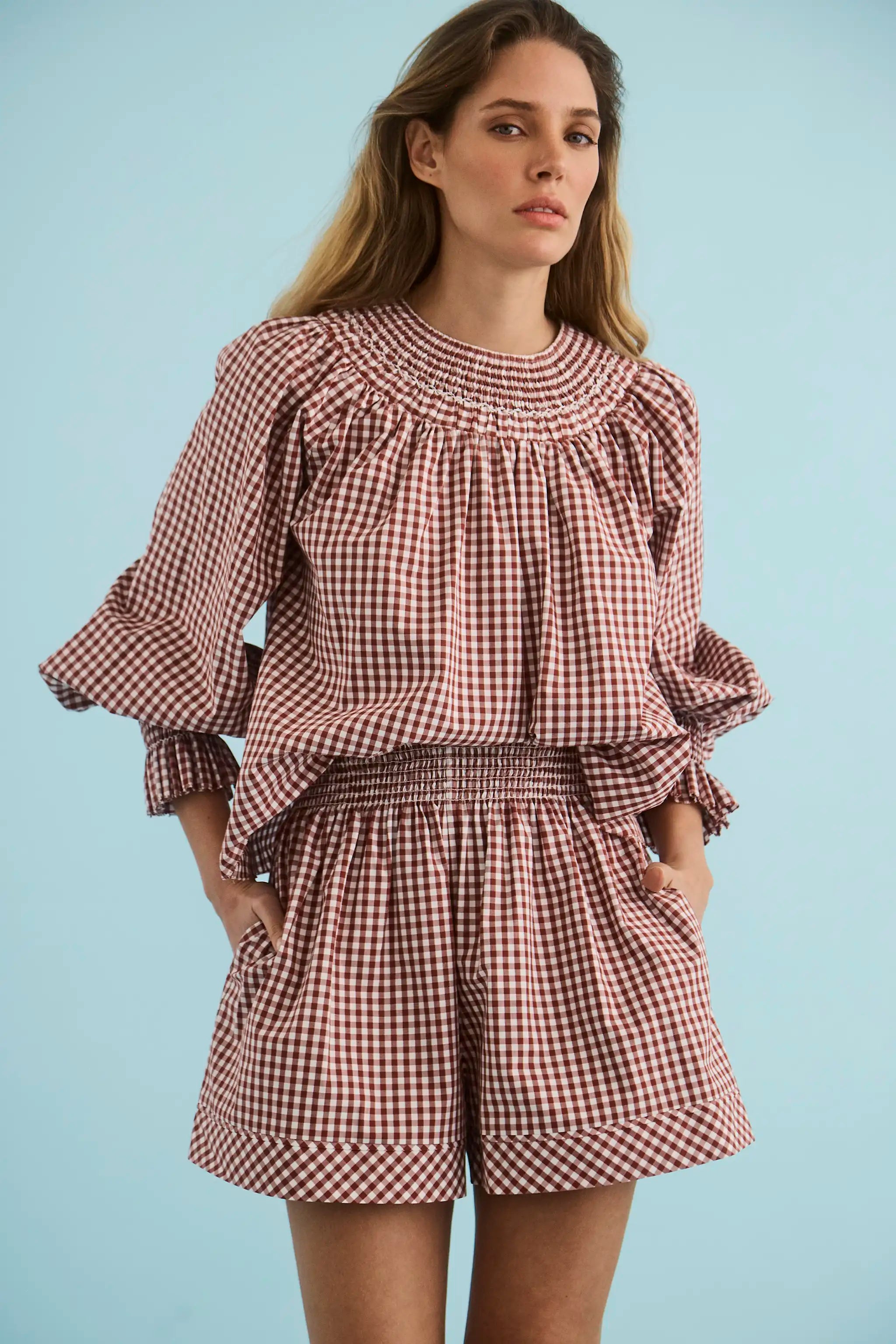 HAYES TOP IN COTSWOLD CHECK RUST