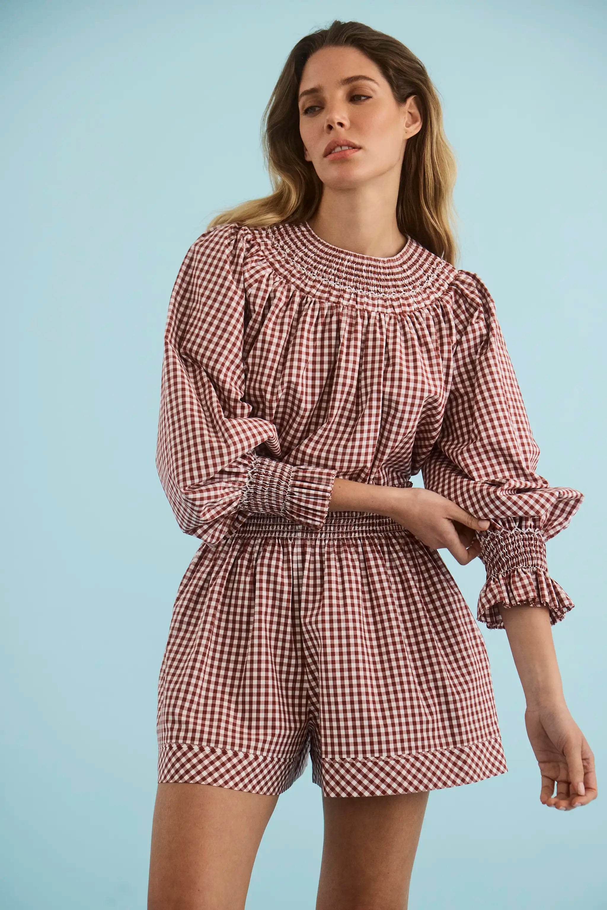 HAYES TOP IN COTSWOLD CHECK RUST