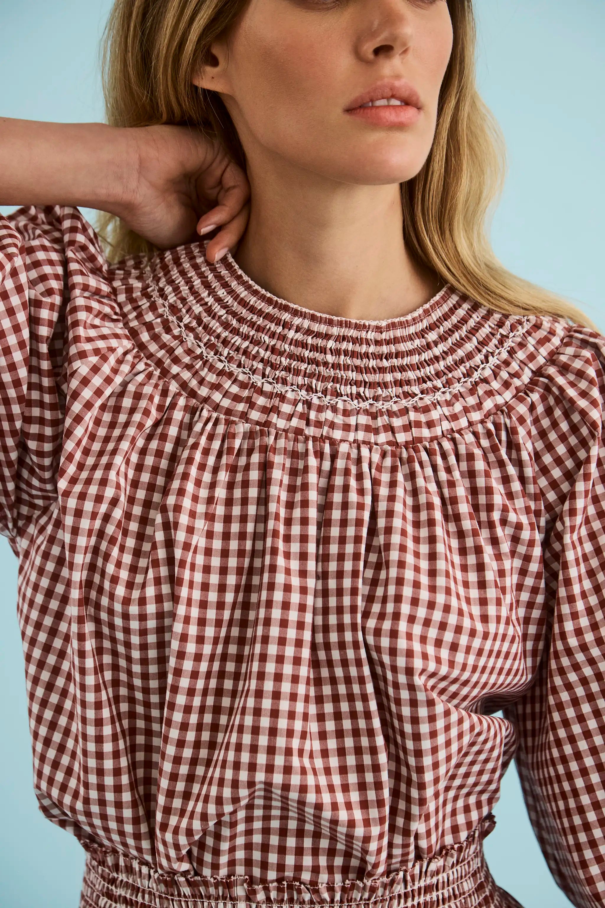 HAYES TOP IN COTSWOLD CHECK RUST
