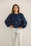 RUE BLOUSE IN ATELIER SPLATTER NAVY